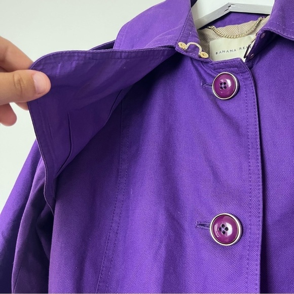 Banana Republic Purple Button Up Tie Waist Trench Coat XS - Picture 11 of 15